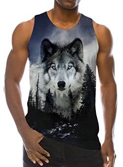 Loveternal Muskelshirts Herren Achselshirts Wolf Tank Top 3D Druck Ärmelloses Shirt Casual Neuheit T-Shirt Tees M von Loveternal