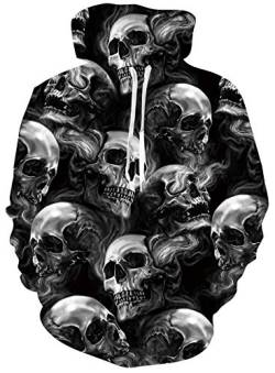 Loveternal Skull Pullover Unisex Schädel Kapuzenpullover 3D Druck Hoodie Herren Langarm Fleece Sweatshirt für Teen Jungen Mädchen L von Loveternal
