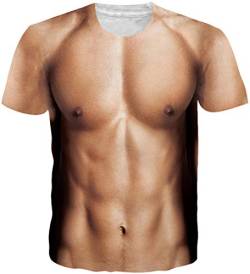 Loveternal T-Shirt Herren Ugly Six-Pack Abs T-Shirts 3D Druck Tees Casual Grafik Kurzarm Tops S von Loveternal