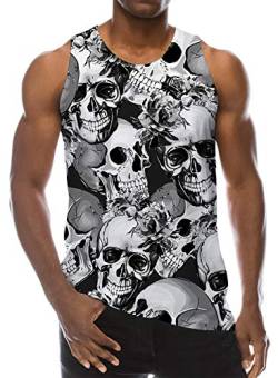 Loveternal Tank Top Herren 3D Druck Tank Top Schädel Ärmelloses T-Shirt Lässige Coole Muskelshirt M von Loveternal