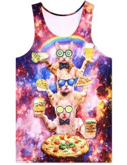 Loveternal Tank Top Herren Tank-Top 3D Druck Pizza Katze Aufdruck Bier Sommer Streetstyle Muskelshirt Muscle Shirt XL von Loveternal