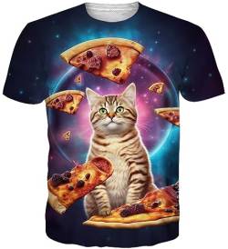 Loveternal Unisex 3D Hässliche T-Shirt Casual Ugly Abs Tee Shirt Sommer Kurzarm Muskel Pizza Katze Shirt Tops XXL von Loveternal