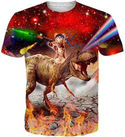 Loveternal Unisex 3D Hässliche T-Shirt Katze Casual Ugly Tee Shirt Sommer Kurzarm Dinosaurier Shirt Tops XL von Loveternal