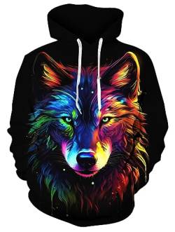 Loveternal Unisex Kapuzenpullover Herren Totenkopf Galaxis Realistisch 3D Gedruckt Pullover Hoodie Kapuzenpulli für Paar Junioren XXL von Loveternal