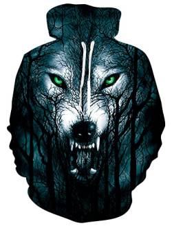 Loveternal Wolf Hoodie Männer 3D Druck Kapuzenpullover Langarm Tops Leichte Sweatshirts Mit Taschen M von Loveternal