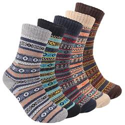 Lovionus89 Weiche Winter Thermal Socken Herren,5 Pcs Dicke Warme Atmungsaktive stricksocken für Frauen,ER Größe 38-45, Set 5 von Lovionus89