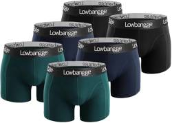 Lowbangge Boxershorts Herren 6er Pack Unterhosen Männer Baumwolle Men Retroshorts Boxer Unterwäsche S, M, L, XL, XXL, XXXL von Lowbangge