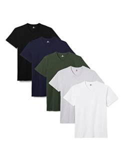 Lower East Herren T-Shirt (5er Pack), Weiß/Hellgrau Melange/Dunkelblau/Dunkelgrün/Schwarz, 3XL von Lower East