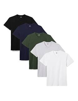 Lower East Herren T-Shirt (5er Pack), Weiß/Hellgrau Melange/Dunkelblau/Dunkelgrün/Schwarz, XXL von Lower East