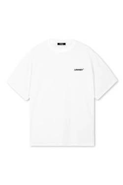 Lowkey Heavy Oversize T-Shirt │ Oversize Tshirt Modern Fit Streetwear 235GSM Fashion T-Shirt Herren Damen │Basic T-Shirt Logo Design (L, Weiß) von Lowkey