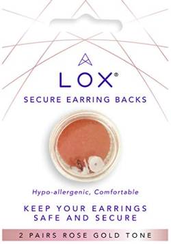 Lox Ohrstecker Verschlüsse für Damen – Earring Stopper Back – Einfache Verwendung, hypoallergen – Ideal für alle Ohrstecker – 2 Paar – Rosegold von Lox