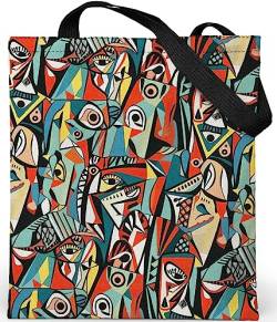 Loxato Tote Bag Aesthetic mit Reißverschluss - Aesthetic Tasche - Stofftasche Damen - Stofftasche mit Reißverschluss - Jutebeutel Bedruckt - Beuteltasche Damen - Stoffbeutel Aesthetic von Loxato