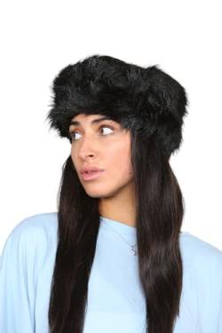 Loxdonz Damen-Stirnband aus Kunstfell, flauschig, Ohrenschützer, für den Winter, Einheitsgröße, Schwarz von Loxdonz