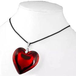 Lpitoy Herz Halskette Glaskristallperlen Liebhaber Mädchen Geschenk Rote Anhänger Halsketten Frauen Femme Choker Zum Valentinstag von Lpitoy