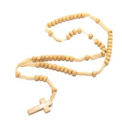 Lpitoy Hölzerne Halshalsketten Halsketten Perlen Religiöses Kreuz Halskette Pulloverkette Für Unisex Neckschmuck von Lpitoy