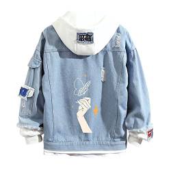 Lpstop Unisex Schmetterling Jeansjacke Y2K Schmetterling Blume Hoodie Frühling Herbst Leichte Jacke für Teenager Erwachsene von Lpstop