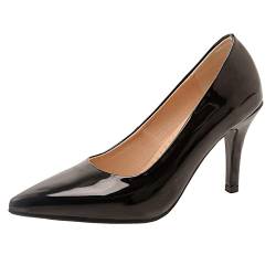 Damen Stiletto Pumps, Höhe Ferse Pumpe Pointed Toe Ohne Verschluss Kleid Pumps Simple Party Schuhe Irmqsn Schwarz Gr 53 EU von Lroey Reoly