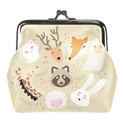 Animal Faces Cute-01 Geldbörse, Geldbörse, Tasche, Kleingeldbeutel, Geschenke für Damen, Kinder, Mädchen, Schlüsselhalter von Lsjuee