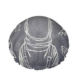 Astronaut Duschhaube Wasserabweisender Badehut Wiederverwendbares strapazierfähiges elastisches Polyester für Männer Frauen 4,3 x 10,6 Zoll von Lsjuee