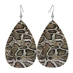 Coole Gepard-Leopard-Kunstleder-Ohrringe mit Schlangenmuster für Frauen, die leichte Tropfenohrringe baumeln lassen von Lsjuee