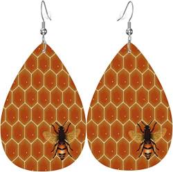 Damen-Ohrringe aus Leder, Bienen- und Bienenstock-Ohrhänger für Mädchen von Lsjuee