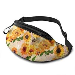 Gürteltasche für Männer und Frauen, lebendige Vintage-Sonnenblumen-Hüfttasche mit Gürtel, verstellbare Schultertasche, Umhängetasche, Brusttasche für Reisen, Wandern, Radfahren, Laufen von Lsjuee