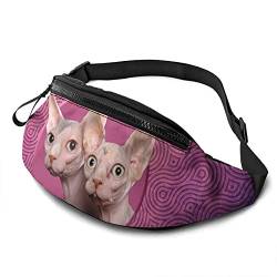 Hairless Cat Fanny Pack, verstellbare Hüfttaschen, Gürteltaschen für Männer, Frauen, Mädchen, Jungen, Reisen, Lauftaschen, Verstellbarer Riemen für Reisen, Laufen, Radfahren von Lsjuee