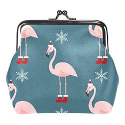 Kleine Geldbörse mit Schnalle, süßer Flamingo mit Weihnachtsmütze, Beutel mit Kiss-Lock-Verschluss, Kleingeldbörse von Lsjuee