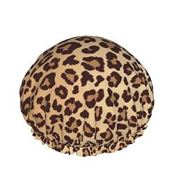 Leopard Spot Fur Textur Wiederverwendbare elastische Badewasserdichte Duschhaube für Damen, Kappen für Mädchen Spa Heimgebrauch, Hotel und Friseursalon von Lsjuee