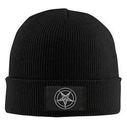 Lsjuee Aazazel Sturmziege Pentagramm Satanisches Logo Schwarze Mütze Hut Lässige Strickschädelkappe für Männer Frauen von Lsjuee