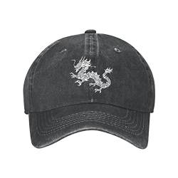 Lsjuee Asiatische Drachen-Silhouette, Unisex, Cowboyhut, Baseballkappe, verstellbar, für Sport, Golf, Denim, Casquette-Kappe, Schwarz von Lsjuee