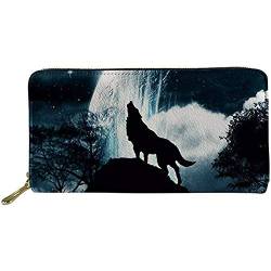 Lsjuee Dackel Hund Frauen Geldbörse Zip Around Clutch Damen Reise Geldbörse Wolf- von Lsjuee