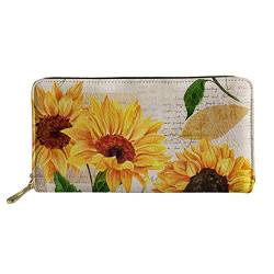 Lsjuee Damen-Geldbörse mit umlaufendem Reißverschluss, Damen-Reisegeldbörse, Vintage-Sonnenblume von Lsjuee
