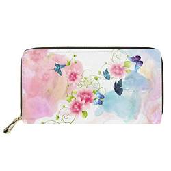 Lsjuee Frauen Zip Around Clutch Wallet Schmetterling Blumendruck Elegante Abendtasche Geldbörse Tragbare Reisehandtasche von Lsjuee