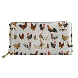 Lsjuee Modische Damen-Geldbörse mit aufgedrucktem Huhn, strapazierfähig, lässig, waschbar, Reise-Einkaufshandtasche für Kleingeld, Telefonkarten, weiß von Lsjuee