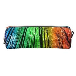 Lsjuee Rainbow Forest Kleines Federmäppchen, einfache Stifttasche, Tragetasche für Erwachsene, mit glattem Reißverschluss, langlebig, leicht, für Büro, Organizer, Aufbewahrungstasche von Lsjuee