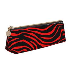 Lsjuee Rotes Zebra-Federmäppchen für Damen, Stifttasche, einfache Tragetasche für Erwachsene, mit glattem Reißverschluss, langlebig, leicht, für Büro, Organizer, Aufbewahrungstasche von Lsjuee