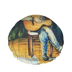 Malerei-Duschkappe, Ölgemälde eines Mannes, der Gitarre spielt, in einem minimalistischen Raum, wasserdichte, doppellagige Badekappen, perfekt für alle Haarlängen und -dicken von Lsjuee