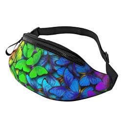 Regenbogenfarbene Bunte Schmetterlinge, verstellbare Freizeit-Hüfttasche, Unisex-Gürteltasche für tägliche Outdoor-Reisen von Lsjuee