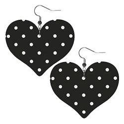 Schwarz-weiß gepunktete niedliche Basset Hound Welpen herzförmige Kunstleder-Ohrringe, für Weihnachten, Valentinstag, Mädchen, Frauen, Geburtstagsgeschenk von Lsjuee