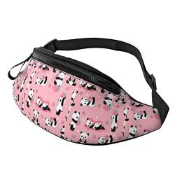 Unisex-Gürteltasche mit Panda-Erdbeere auf rosa Druck, Verstellbarer Riemen, Hüfttasche, Umhängetasche für Reisen, Wandern, Sport von Lsjuee