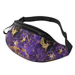 Unisex-Gürteltasche mit violettem und goldenem Marmor-Print, Verstellbarer Riemen, Hüfttasche, Umhängetasche für Reisen, Wandern, Sport von Lsjuee