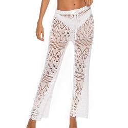 Lu's Chic Damen Badeanzug Cover Up Crochet Bikini Swimsuit Coverups Strandhose Strick, Weiss/opulenter Garten, X-Large von Lu's Chic