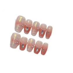 Handgefertigte tragbare künstliche Acrylnägel in Rosa-Rouge mit Kleber, vollständige Abdeckung, kurzer Druck auf die Nägel, hübsche Mädchen-Nagelverschönerung (Color : 16, Size : M) von LuGema