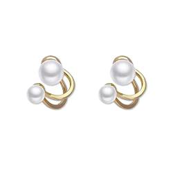 LuLiyLdJ 1 Paar Weiße Perlen Gold Ohrringe Damen Knorpel Ohrstecker Set Damen Mädchen von LuLiyLdJ