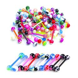 LuLiyLdJ 12 Stück Zungenpiercing Nippelpiercing Plastik Set 16mm 14g Plastik Flexibles Piercing Zungenstange von LuLiyLdJ