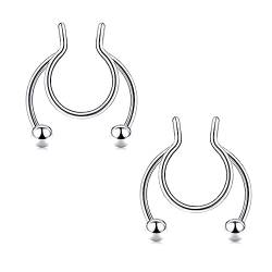 LuLiyLdJ 2er-Pack Fake-Nasenringe, Fake-Nasen-Septum-Ringe, Septum-Nasenringe aus Edelstahl, nicht durchdringend, Pince-Nasenringe, Körperpiercing-Schmuck von LuLiyLdJ