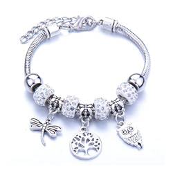 LuLiyLdJ Damenarmband, Edelstahlkettenarmband, mit Perlen und Kristallanhänger von LuLiyLdJ