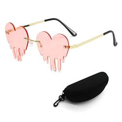 Herz Randlose Sonnenbrille Deutschland Retro Mode Form Brillen Unisex Creative Lustig Wassertropfen Für Damen Herren von LuNiYu