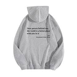 Dear Person Behind Me Hoodie You Are Enough Hoodie Print Kawaii Hoodie Y2K Oversized Vintage Pullover Basic Clothes Women T-Shirt Aesthetic Grauer Artizia Hoodie Preppy Kleidung Langarm Sweatshirt von Luadnysin